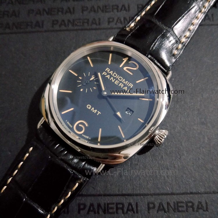 New Copy Panerai PAM 421 Radiomir GMT SS Black Dial Watch